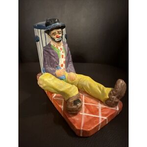 Emmett Kelly Hobo Clown Figurine Multi Good Vintage Sad Trash Can Statue